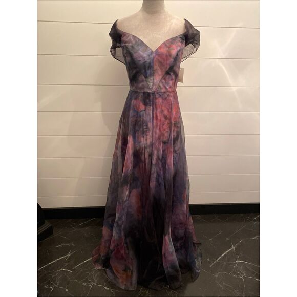 RENE RUIZ Organza Gown In Purple Size 8 - Picture 4 of 15